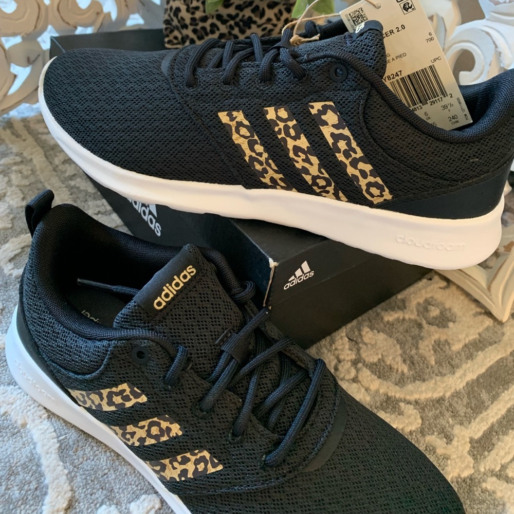 Adidas Cloudfoam Super, Black Leopard/ Cheetah Print, QT RACER 2.0